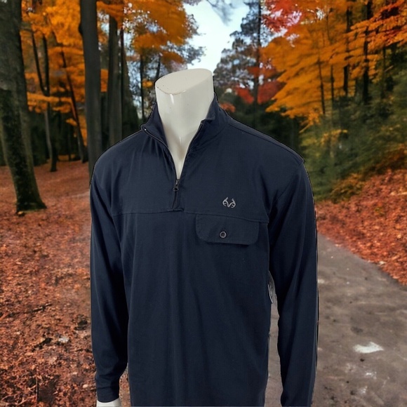 REALTREE® by STAGHORN 1/4 Zip Pullover Black Pocket Mens L - Picture 4 of 16